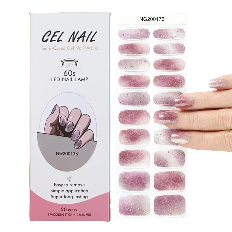 Semi-Cured Gel Nail Strips Pat - Full Cover Adhesive ulasan dan harga