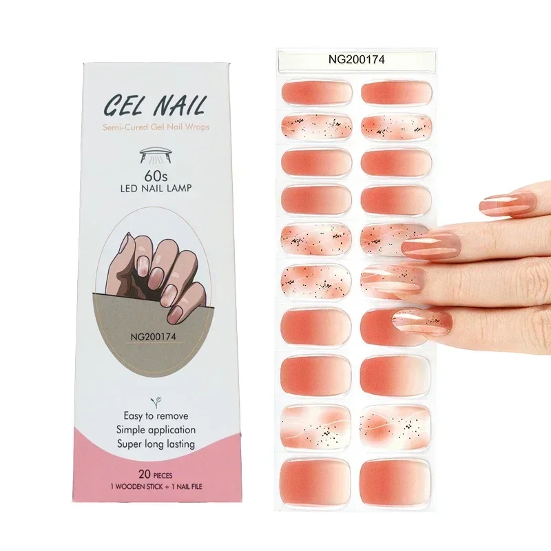 Semi-Cured Gel Nail Strips Pat - Full Cover Adhesive ulasan dan harga